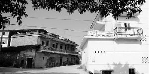 雷政富家新蓋的房子緊挨著老宅。本報記者 黃葆青