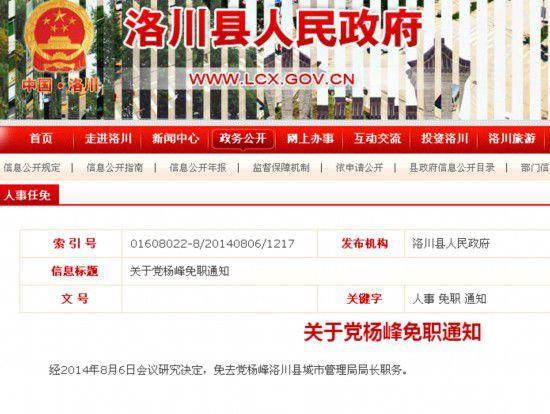 陜西洛川城管局長涉車內強暴女下屬 被免職刑拘