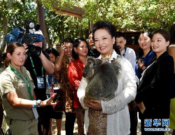 （XHDW）（3）彭麗媛出席澳大利亞為與會領(lǐng)導(dǎo)人配偶舉行的參觀活動