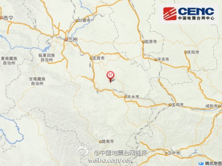 中新網(wǎng)5月29日電  據(jù)中國地震臺網(wǎng)正式測定：5月29日10時42分在甘肅省天水市甘谷縣(北緯34.9度，東經(jīng)105.3度)發(fā)生3.2級地震，震源深度7千米。